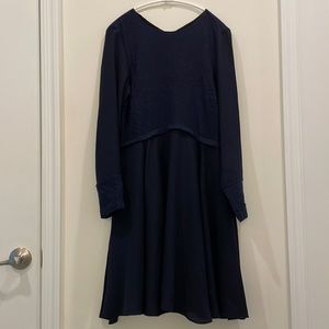 Zara Long sleeve combination dress/Navy/M